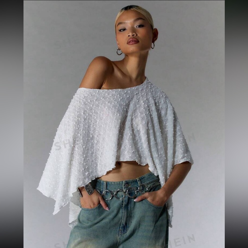 Off the shoulder white texture top